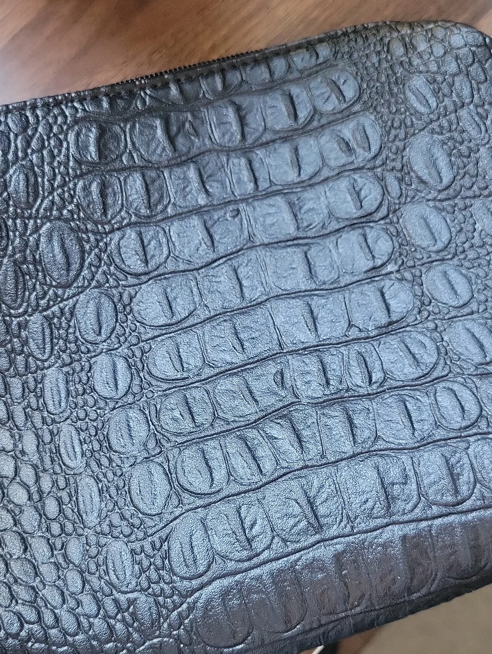 Black Croc-Embossed Cosmetic Bag Set